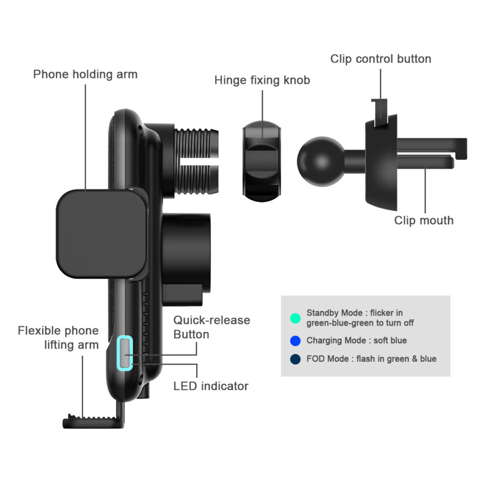 WT C11F Wireless car Charger detail 1