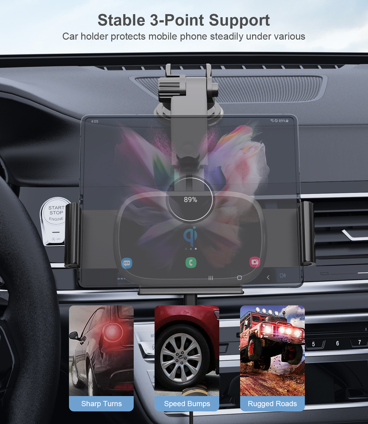 WT C28F Wireless Car Charger Mount 3