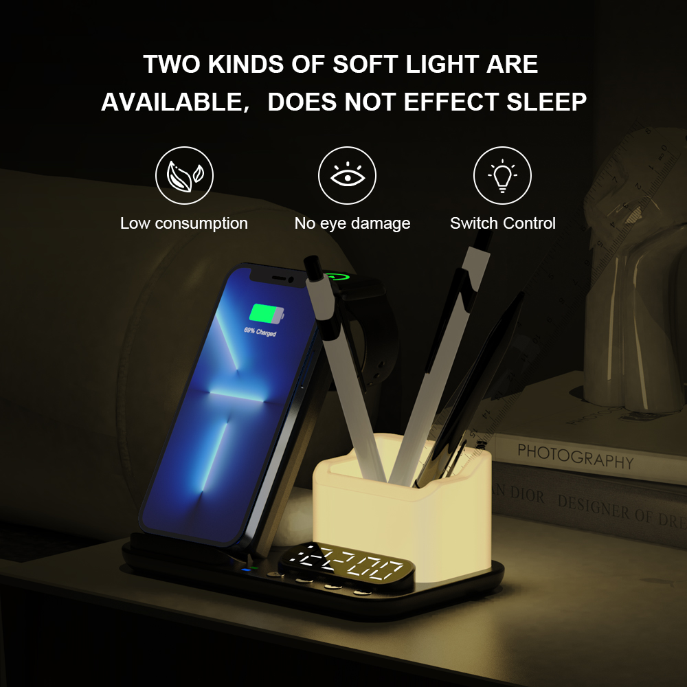 Digital alarm clock wireless charger