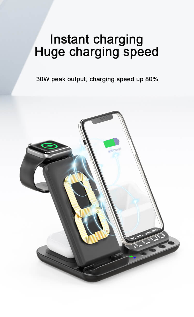 Dual coils Alarm Clock Wireless Charger