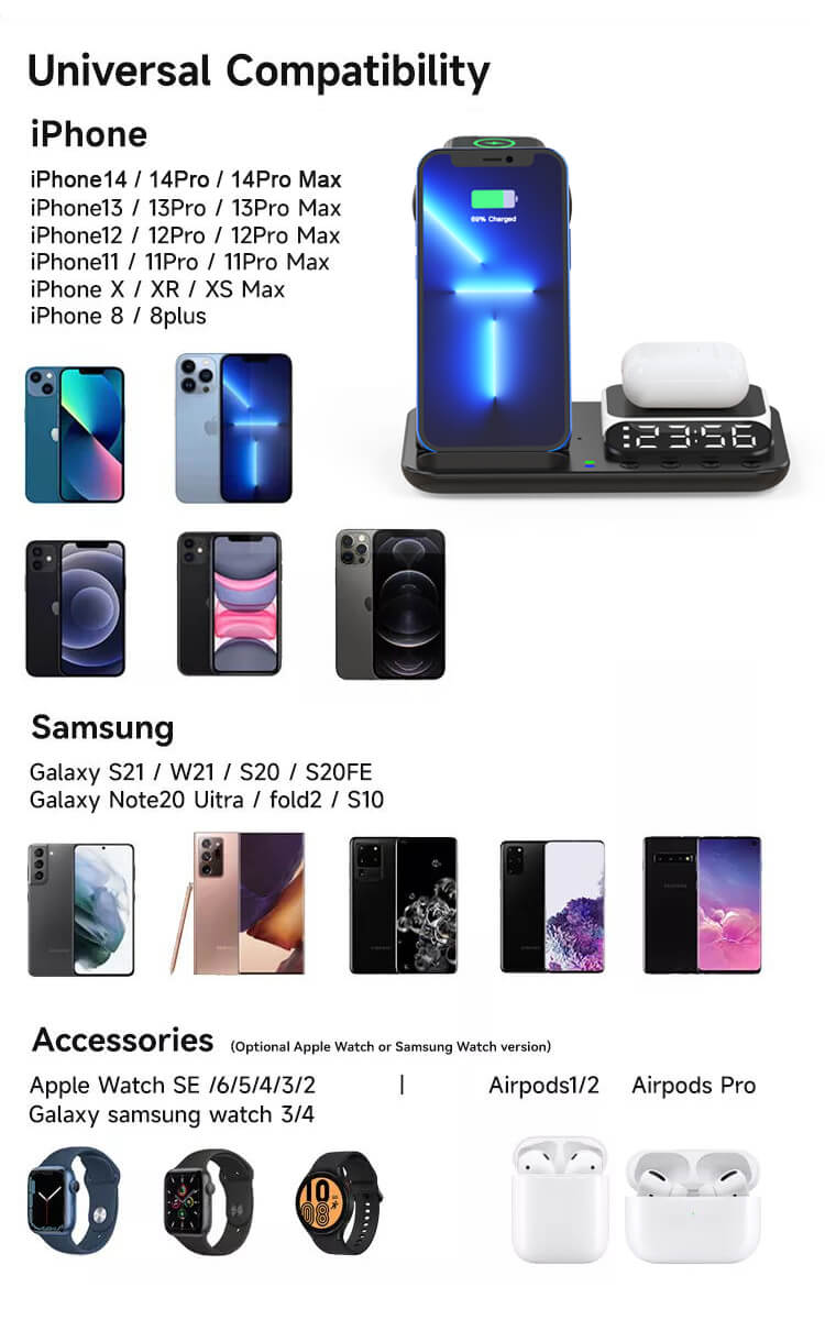 alarm clock with wireless phone charger