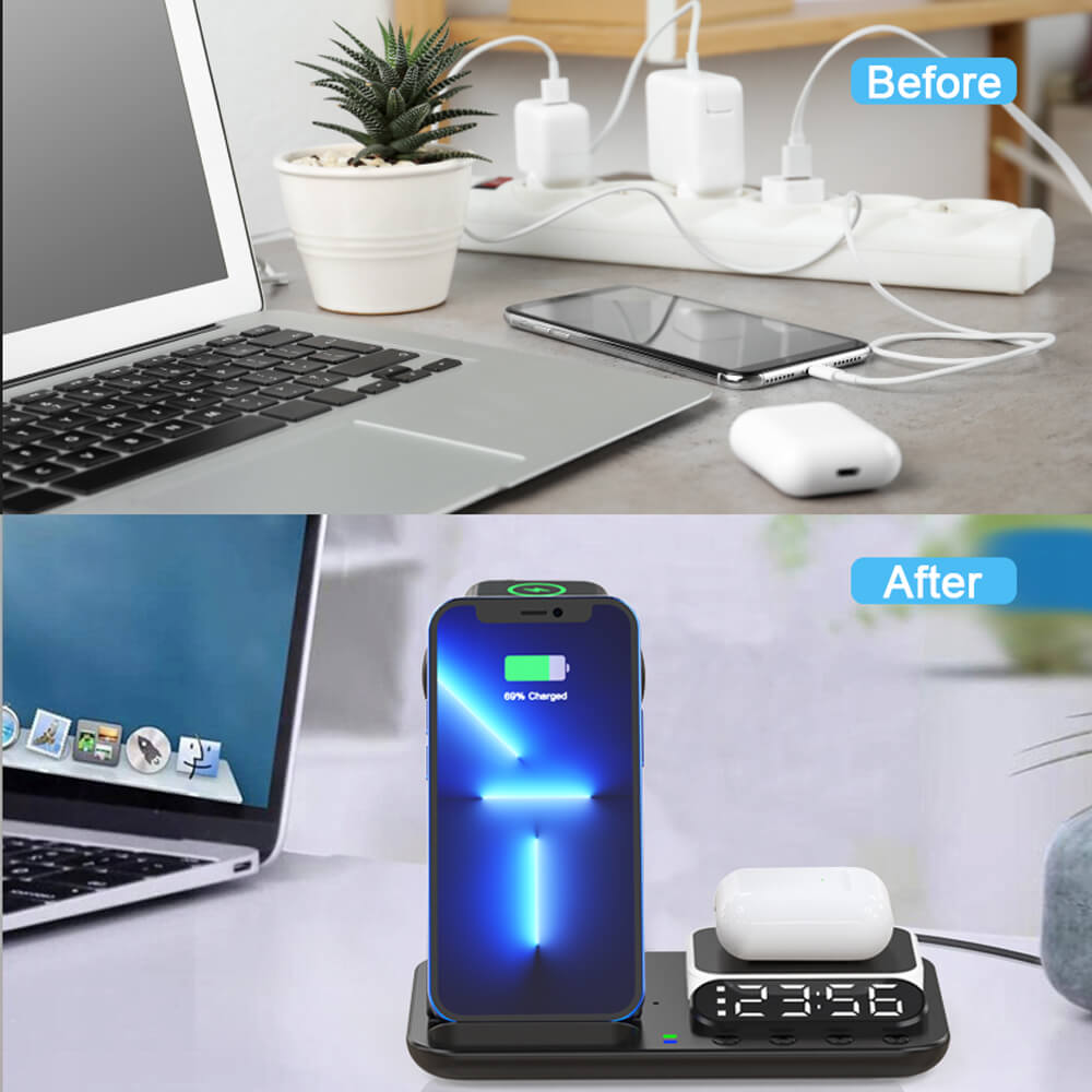 wireless phone charging alarm clock