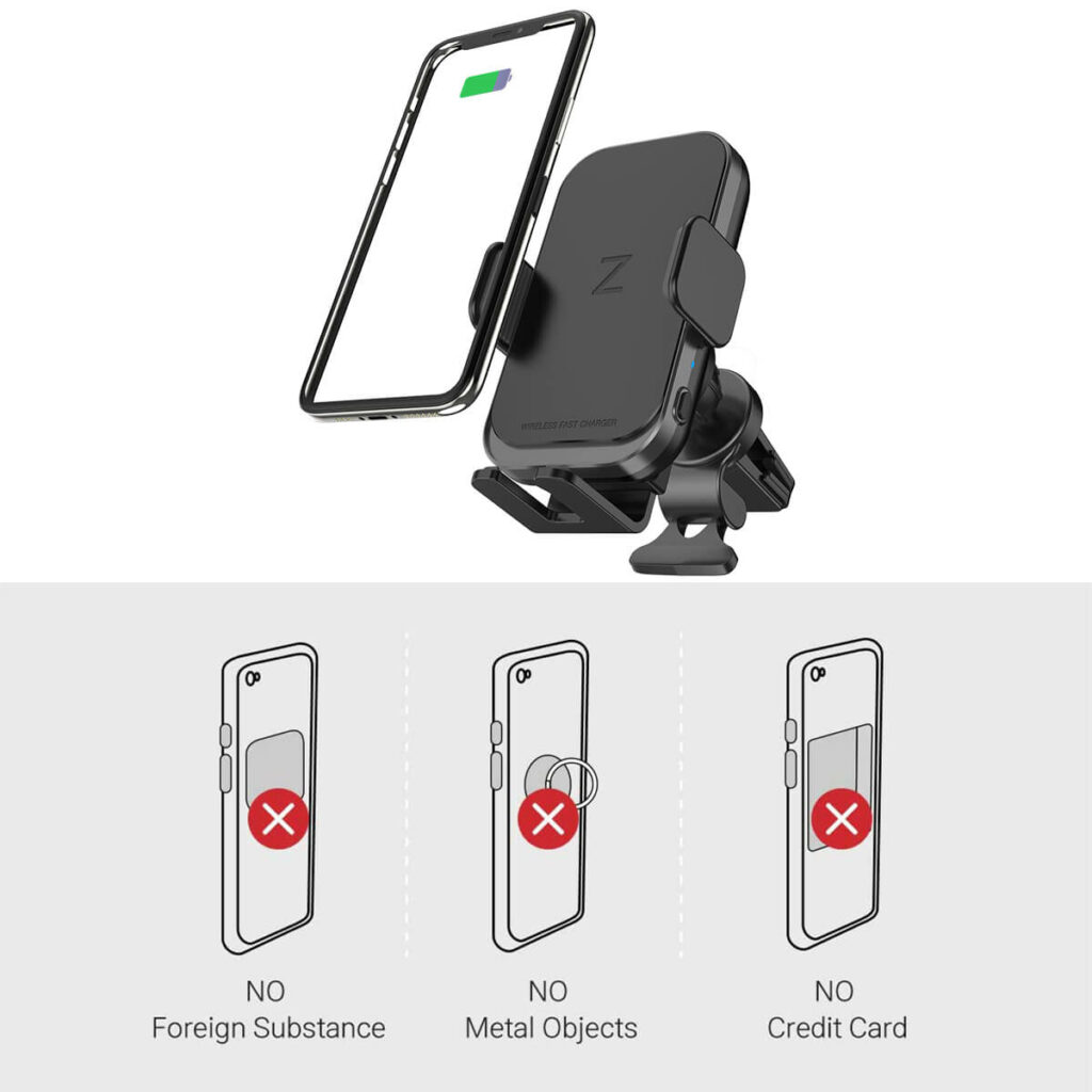 automatic clamping wireless car charger mount