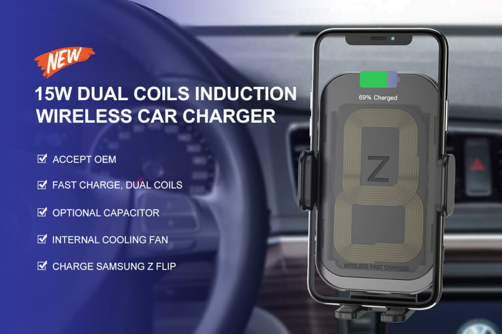 automatic clamping wireless car charger mount C22 11