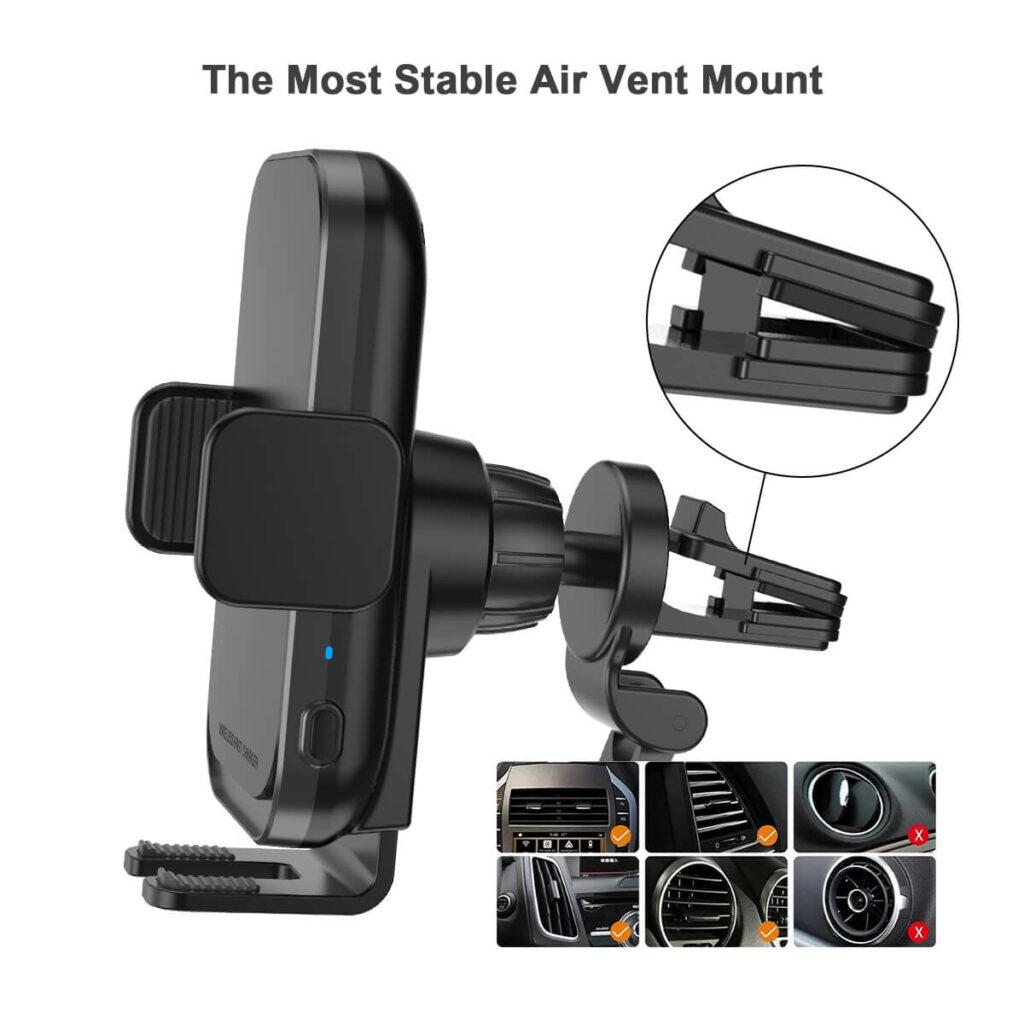 automatic clamping wireless car charger mount