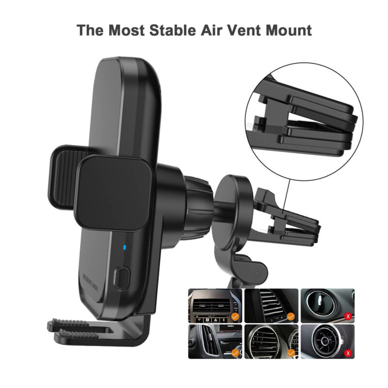 automatic clamping wireless car charger mount