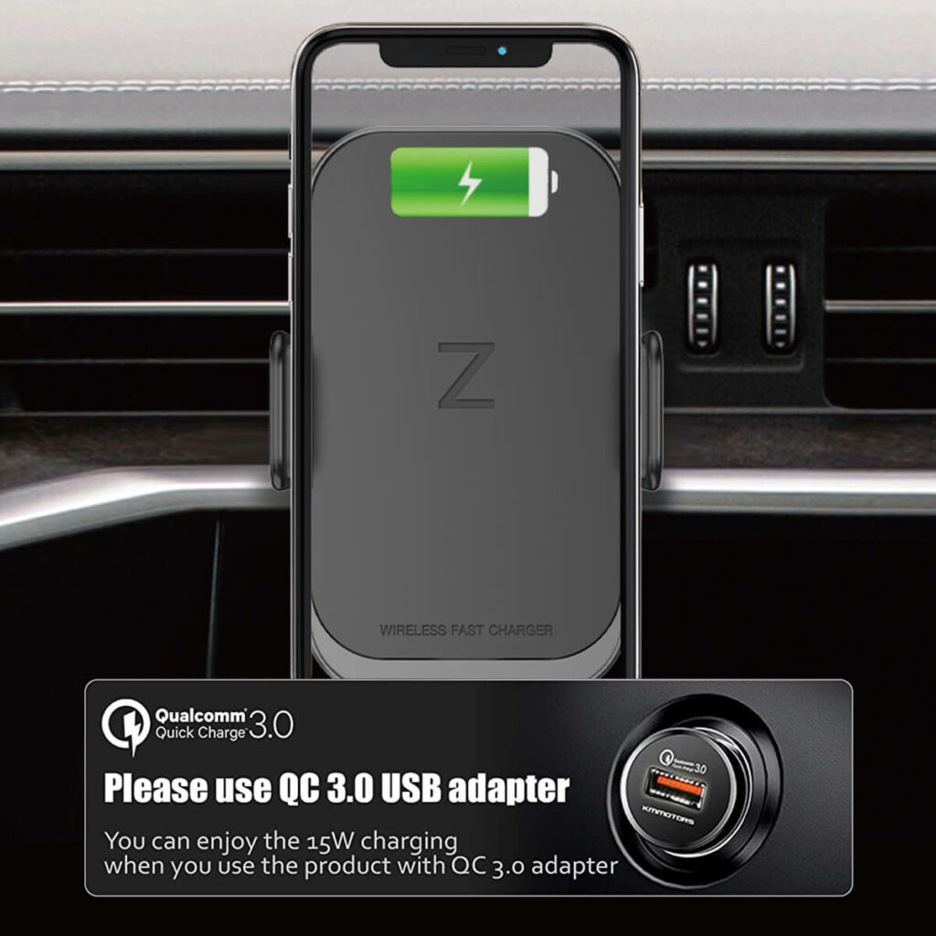 automatic clamping wireless car charger mount