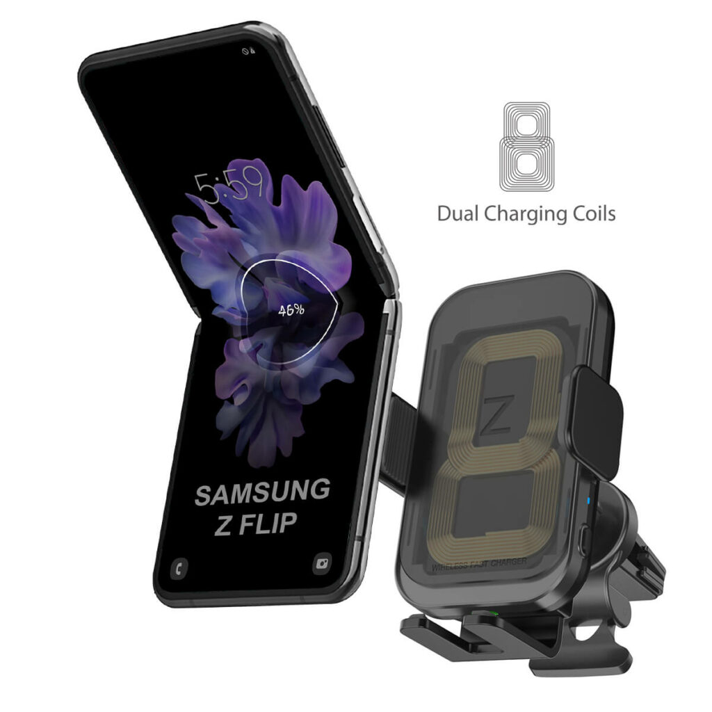 automatic clamping wireless car charger mount