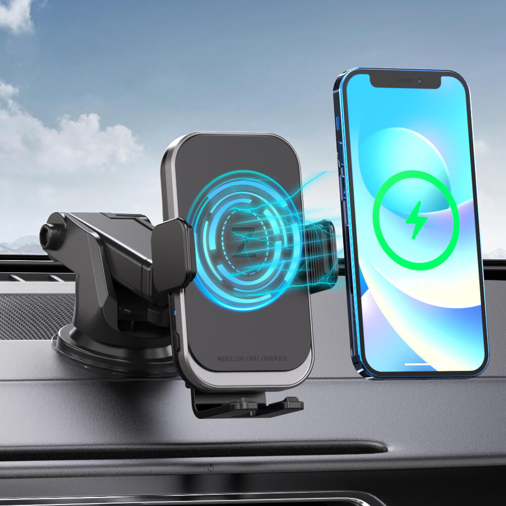 automatic clamping wireless car charger mount