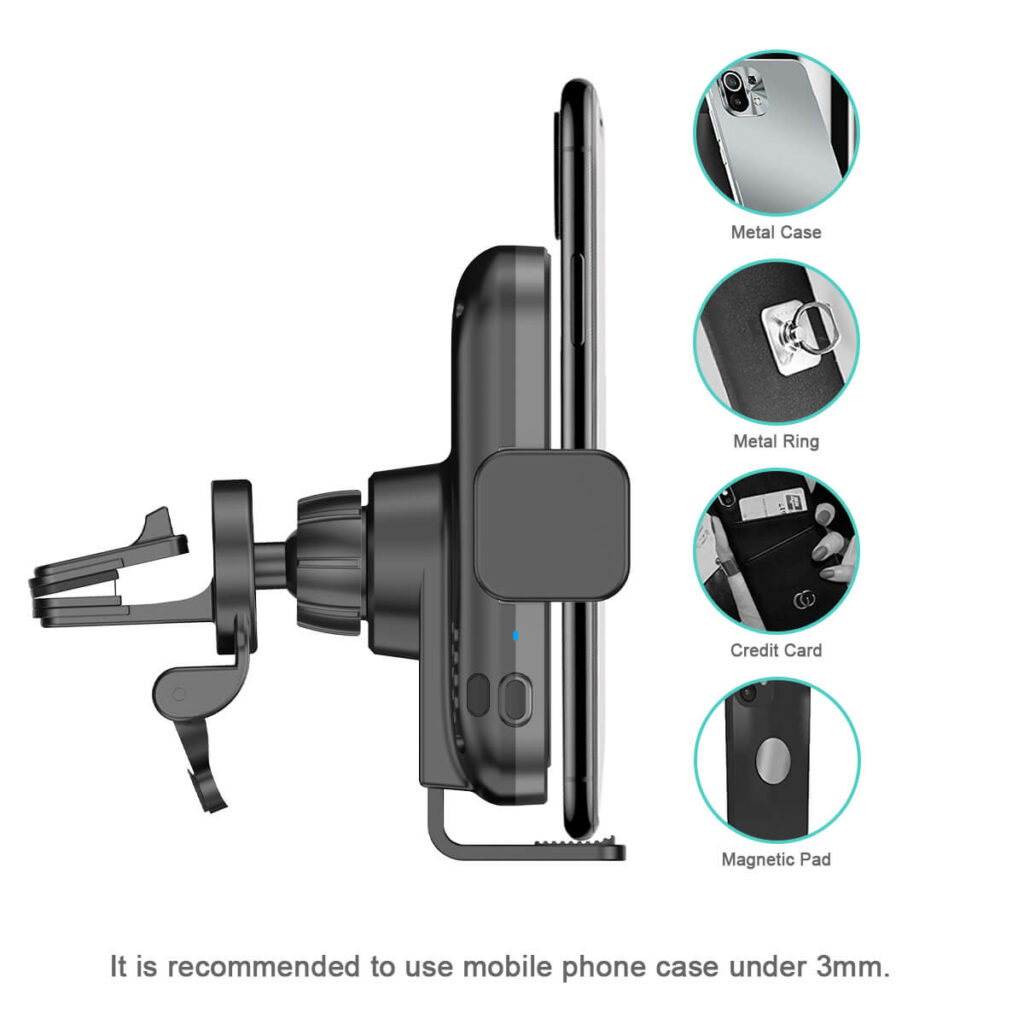 automatic clamping wireless car charger mount
