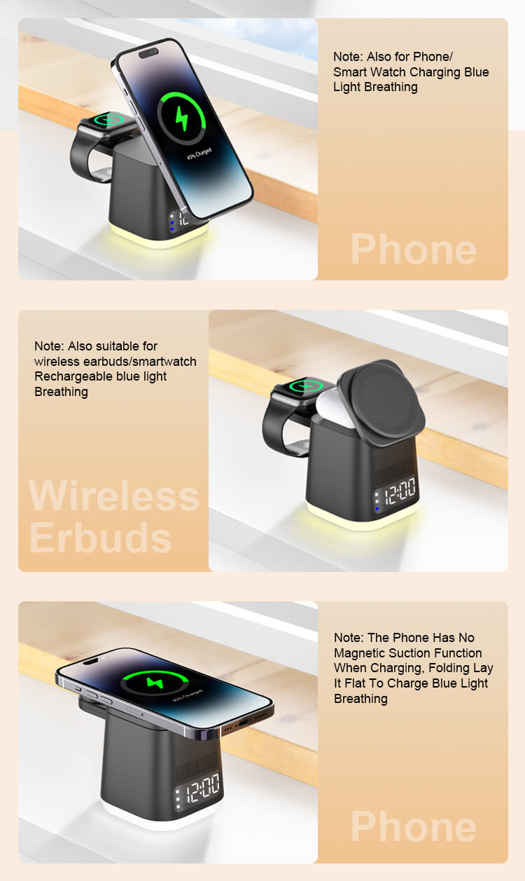 wireless charger digital alarm clock