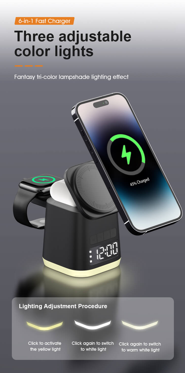 wireless charger digital alarm clock