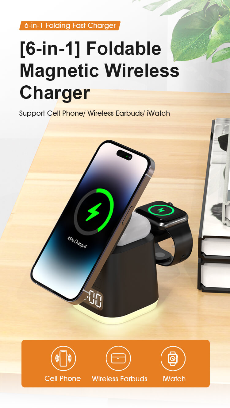 wireless charger digital alarm clock