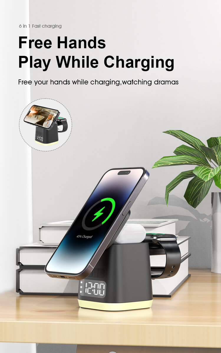 wireless charger digital alarm clock