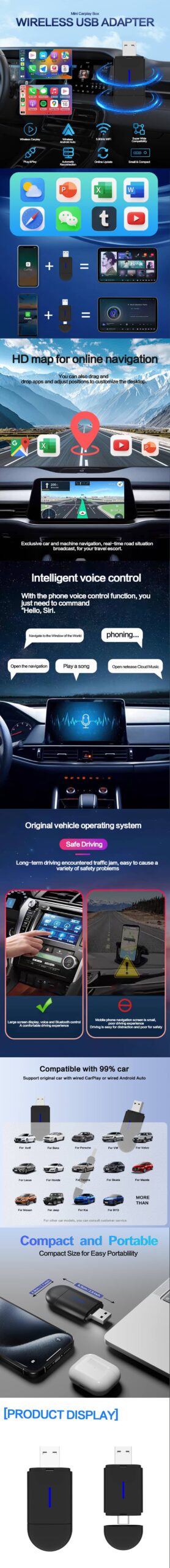CA-10 Wireless CarPlay adapter details